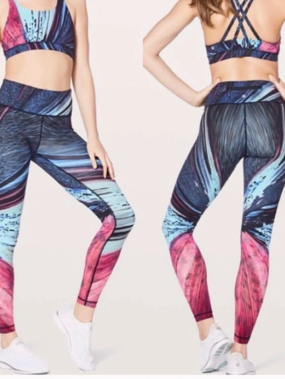 lululemon athletica Multicolor Electrobeam Abstract Print Wunder Leggings 8